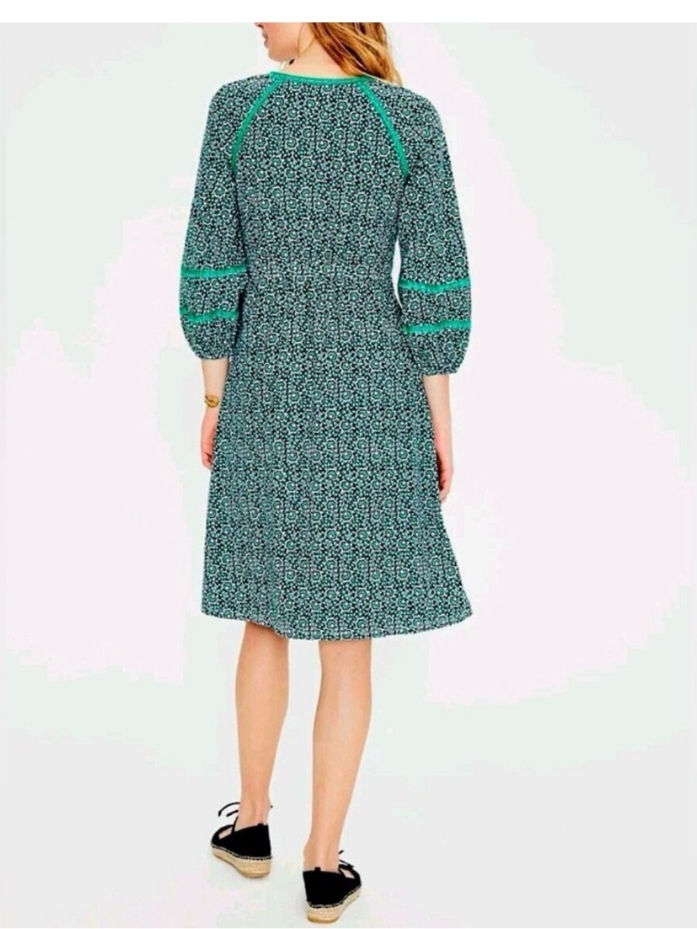BODEN Heidi jersey dress features a boho floral pattern and tassel ties Size 6L - Picture 5 of 12
